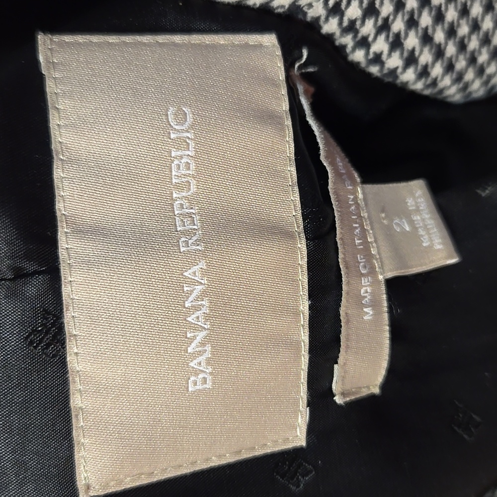 Banana Republic Women's Black and White Houndstooth Blazer Sz 2/XS - Picture 8 of 15